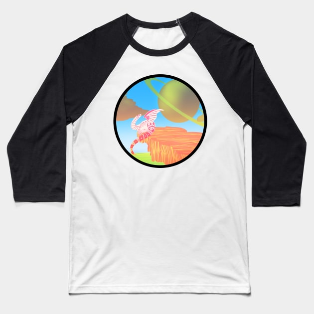 Retro Futurism Dragon Baseball T-Shirt by AnthonyPanics